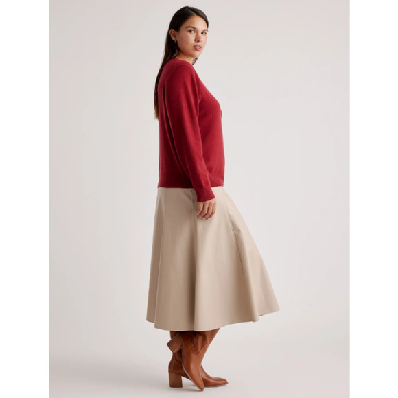 Quince 100% Mongolian Cashmere Crewneck Sweater Medium Crimson - Picture 4 of 6